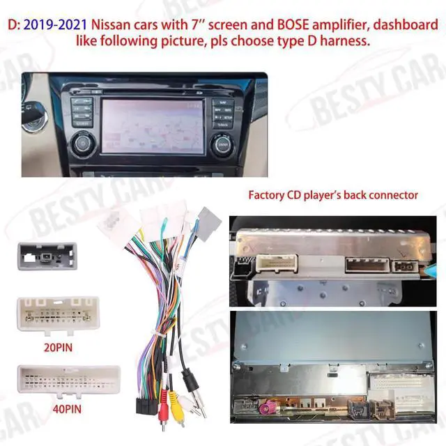 Alt view image 2 of 5 - 16pin Car Stereo Radio Power Retrofit Wiring Harness Cable Adapter fits for Nissan Qashqai X-Trail 2019 2020 2021
