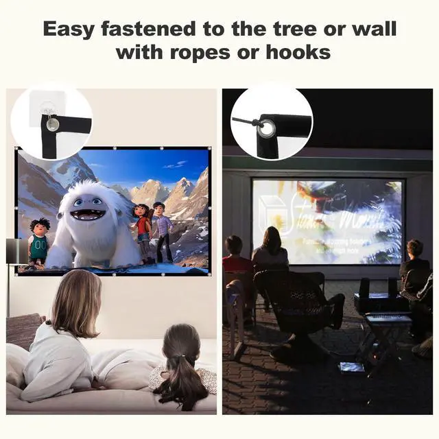 Alt view image 2 of 5 - Projector Screen 200 inch, XINLEMY Large 4K HD 16:9 Foldable Portable Projection Cinema Screen Washable Double-Sided Video Projector Screen Suitable for Backyard Partying