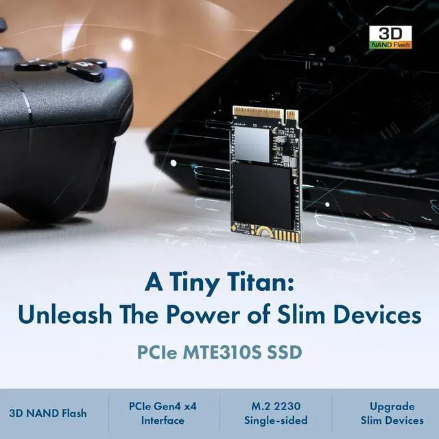 Alt view image 3 of 5 - Transcend MTE310 512GB NVMe 2230 SSD, Up to 3,300MB/s, PCIe Gen4 M.2 2230 Internal SSD, for Steam Deck, ROG Ally, Surface Pro, Legion Go, Ultrabook, Gaming Devices, SLC Cache with HMB, Single-Sided