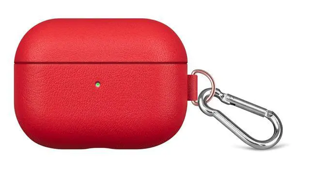 Alt view image 2 of 5 - Lopie Leather Case with Keychain for AirPods Pro, Portable Real Leather AirPods Pro Case Cover for Woman - Red