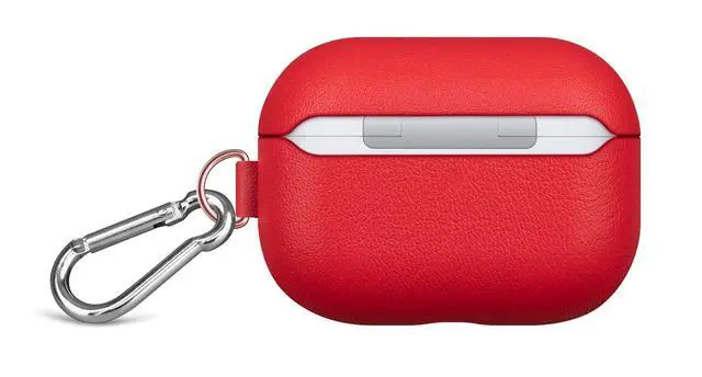 Alt view image 3 of 5 - Lopie Leather Case with Keychain for AirPods Pro, Portable Real Leather AirPods Pro Case Cover for Woman - Red