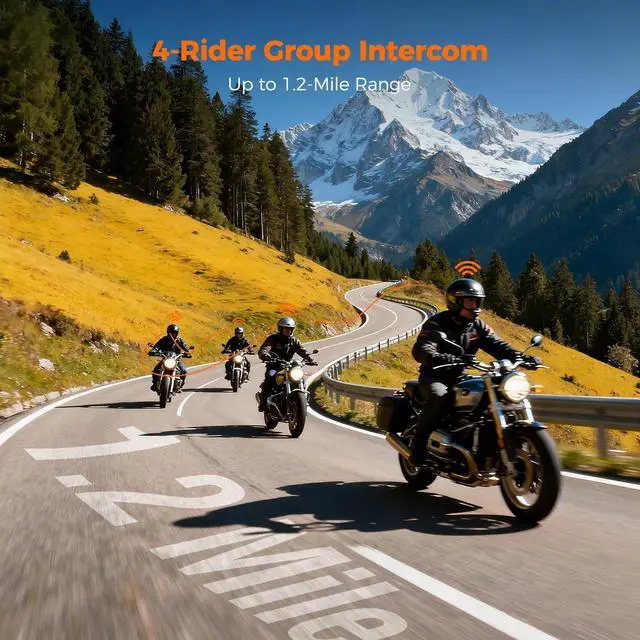 Alt view image 2 of 5 - HYCOMM H4 Motorcycle Bluetooth Headset, 4-Rider Helmet Intercom
