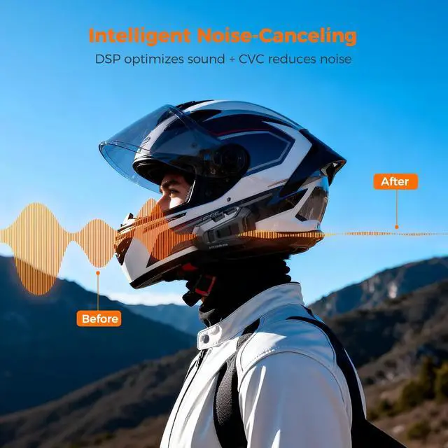 Alt view image 5 of 5 - HYCOMM H4 Motorcycle Bluetooth Headset, 4-Rider Helmet Intercom