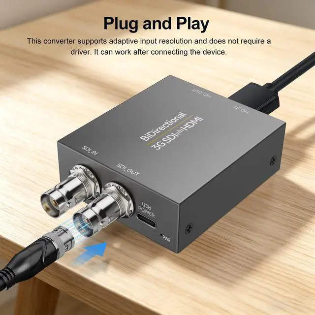 Alt view image 3 of 5 - Bidirectional SDI/HDMI Converter 3G, SDI to HDMI/HDMI to SDI Converter, Video Audio Adapter for Broadcast, Live Streaming, Photography & Home Theaterwith Power Supply