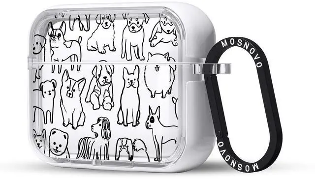 Main image of MOSNOVO for Airpods Pro & Airpods Pro 2 Case, Protective Clear Case with Shockproof Dual Layer Hard Luxe Metal Ring Designed for Airpods Pro 2 Generation - Doodle Dog