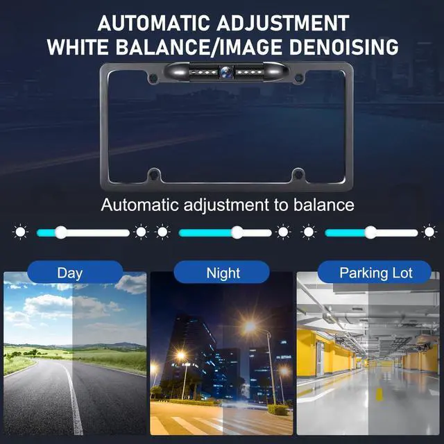 Alt view image 3 of 5 - GLK Backup Camera, AHD 1080P License Plate Camera, Night Vision Rear View Reverse Camera with 7 LEDs, Wide Angle IP69K Waterproof Rear Camera for 12-24V Car Vehicle SUV RV