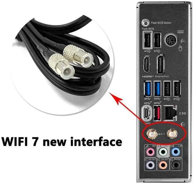 Alt view image 5 of 5 - IFIXAI WiFi 7 Antenna 2.4/5/6GHZ Black for MSI MPG Z790
