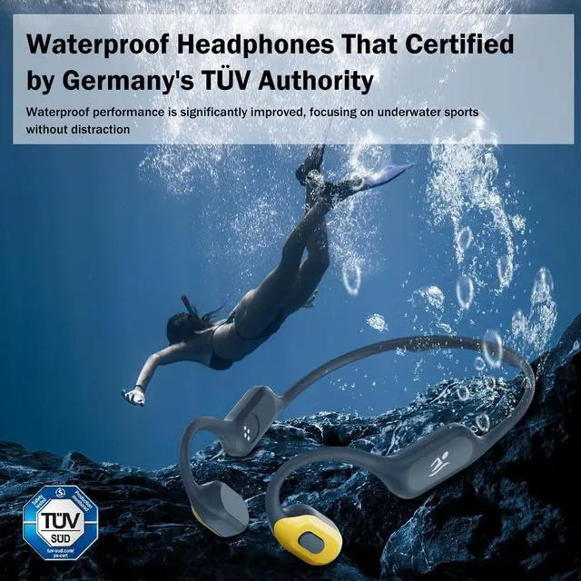 Alt view image 2 of 5 - MARLALL Swimming Bone Conduction Headphones with Night Safety Light, IP68 Waterproof 32G MP3 Memory, Soft Silicone Underwater Headphones,Submersible Sport Earbuds/Earphones for Swimming Diving-Turq