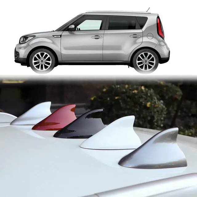 Alt view image 3 of 5 - Ramble- for KIA Soul-(2010-2014) ^^ Automotive Roof Antenna Mast Replacement, Car Modification, Functional Shark Fin Cover (Silver Color)