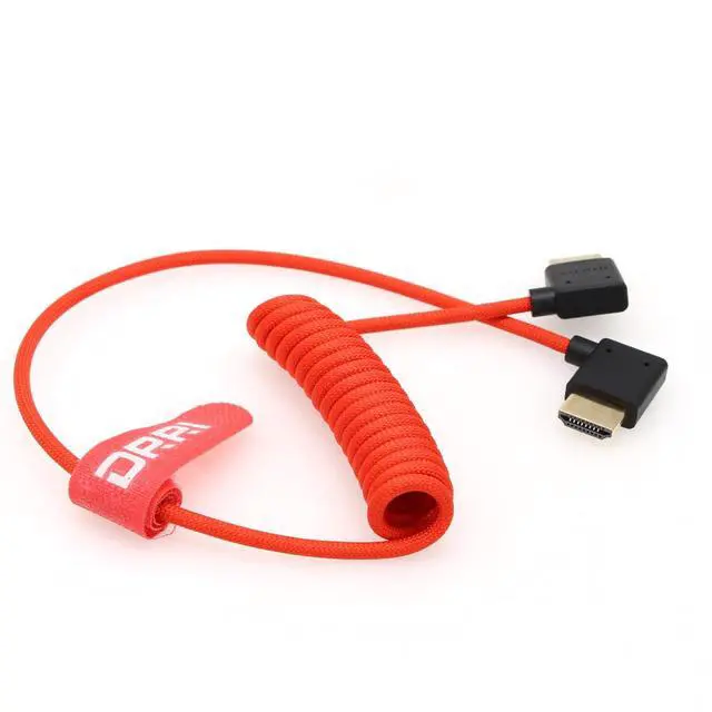 Alt view image 2 of 5 - DRRI 8K High-Speed Left Angle HDMI to Right Angle Braided Cable for Fuji XH2s Sonys F55 A7S3 A74 A7siii A7iv FX3 FX6 Canon C70 C100