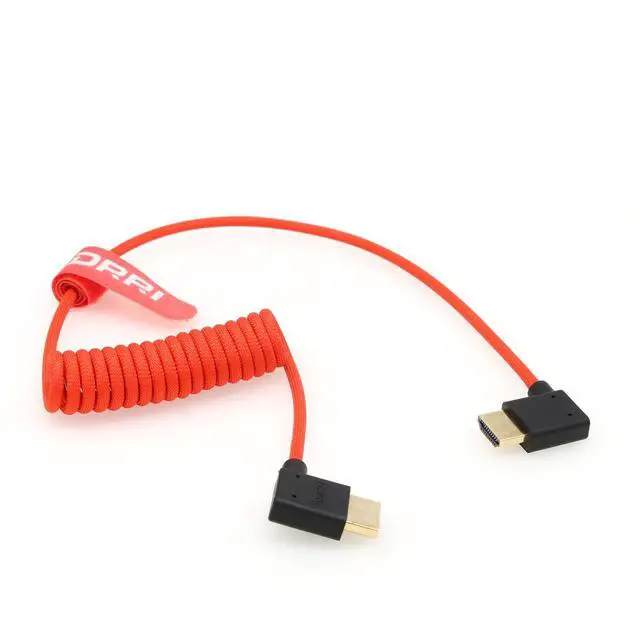 Alt view image 3 of 5 - DRRI 8K High-Speed Left Angle HDMI to Right Angle Braided Cable for Fuji XH2s Sonys F55 A7S3 A74 A7siii A7iv FX3 FX6 Canon C70 C100