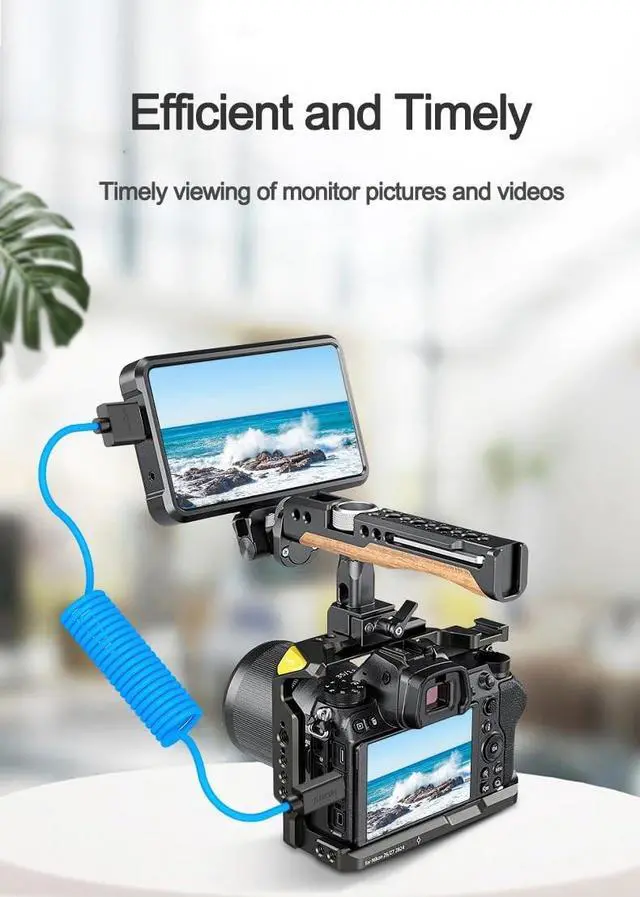 Alt view image 5 of 5 - DRRI 8K High-Speed Left Angle HDMI to Right Angle Braided Cable for Fuji XH2s Sonys F55 A7S3 A74 A7siii A7iv FX3 FX6 Canon C70 C100
