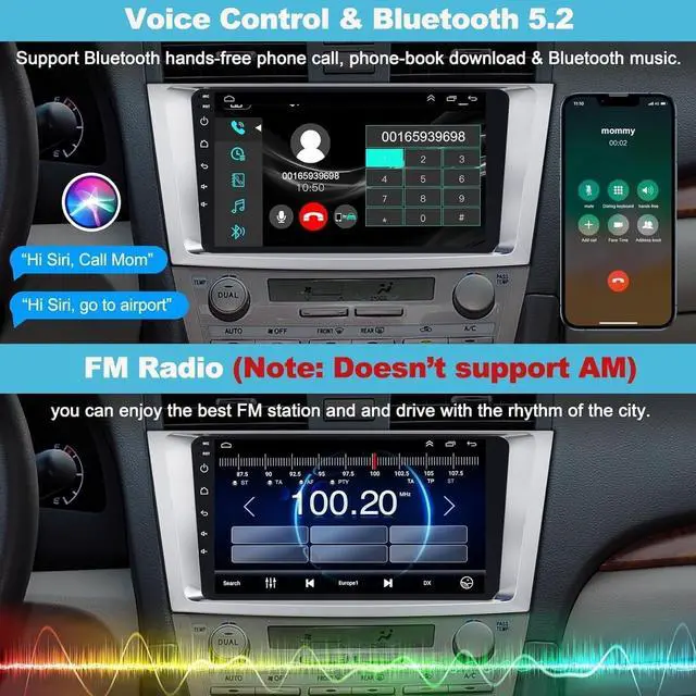 Alt view image 4 of 5 - 4GB+64GB Car Radio for Toyota Camry 2006-2011,9 Inch IPS Touchscreen Car Stereo with Wireless Carplay,Android Auto,GPS,Bluetooth,FM, Android 12 Camry Radio with Back-up Camera