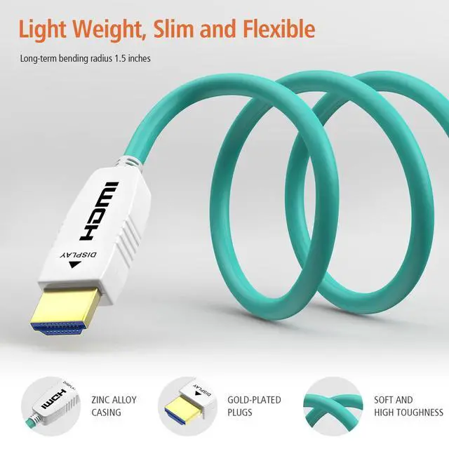 Alt view image 5 of 5 - RUIPRO 8K Fiber Optic HDMI Cable 65 Feet 48Gbps 8K60Hz 4K120Hz Dynamic HDR eARC HDCP2.2/2.3 for RTX4080/4090/3080/3090, Xbox S/X, PS5/4, AVR, Projector, LG/Samsung/Sony TV