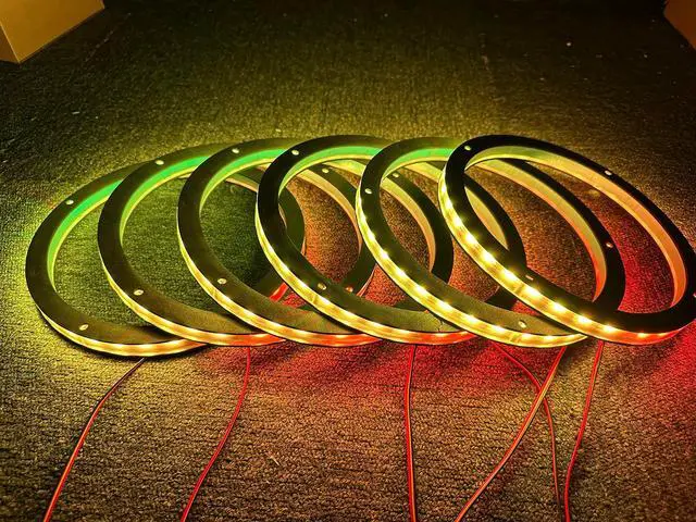 Alt view image 4 of 5 - NA 6PCS 6.5" Car LED Speaker Ring Light Kit Dream Color Chasing Flow Series Spacer Ring Light Can Controlled by Remote and APP Simultaneously