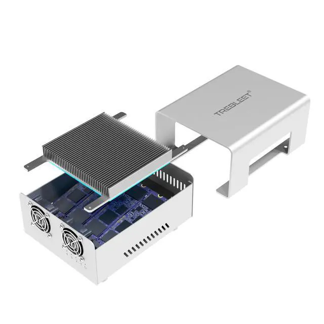 Alt view image 2 of 5 - TREBLEET Thunderbolt 3 Four-Slot M.2 NVMe SSD Enclosure 40Gbps up to 2800MB/s Support Thunderbolt 2 Compatible with M1 M2 (Performance Edition)