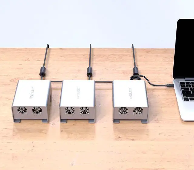 Alt view image 5 of 5 - TREBLEET Thunderbolt 3 Four-Slot M.2 NVMe SSD Enclosure 40Gbps up to 2800MB/s Support Thunderbolt 2 Compatible with M1 M2 (Performance Edition)