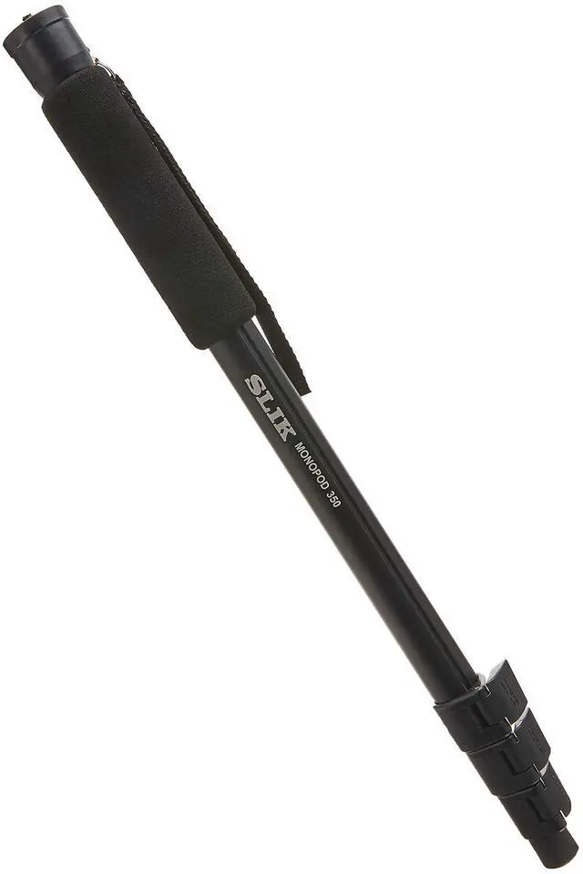 Main image of SLIK Monopod 350 Black Anodized Aluminum Construction 62" Tall (618-350) - Folds Down to 20", Weighs 11oz, Supports 11lbs, Soft Foam Wrapped Grip, Lever Locks