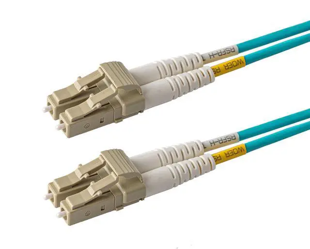 Main image of SpeedyFiberTX 1-Pack 100 Feet Multimode 10G OM3 50/125 Fiber Optic Patch Cable, Duplex LC to LC, Aqua Riser OFNR Cable Jacket
