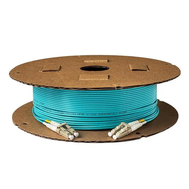Alt view image 5 of 5 - SpeedyFiberTX 1-Pack 100 Feet Multimode 10G OM3 50/125 Fiber Optic Patch Cable, Duplex LC to LC, Aqua Riser OFNR Cable Jacket