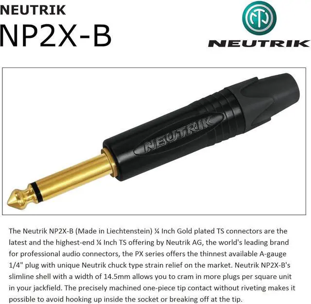 Alt view image 5 of 5 - 50 Foot - WBC-PRO-Guitar 20 AWG - Low-Cap (18pF/ft) Pro-Grade Graphite-Based - Dual-Shielded Guitar, Bass, Instrument Cable with Neutrik Straight to Angled Inch (6.35mm) Gold TS Connectors