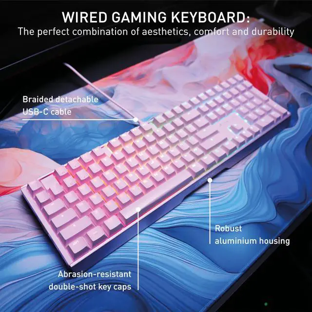 Alt view image 2 of 5 - CHERRY XTRFY MX 3.1, Wired Mechanical Gaming Keyboard, Durable Aluminum Housing, RGB Lighting, Integrated Damping Mechanisms, USB-A, MX2A Brown Switches, Pink