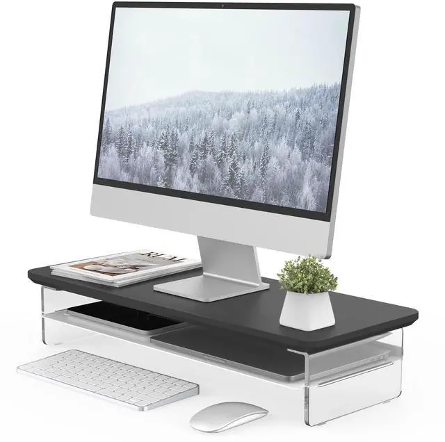 Main image of Fenge Acrylic Monitor Stand Riser, 23.6 Inches Monitor Stand with Metal Storage, 2 Tier Acrylic Computer Riser for Desk, Clear Laptop Stand for PC, Laptop, Printer, TV