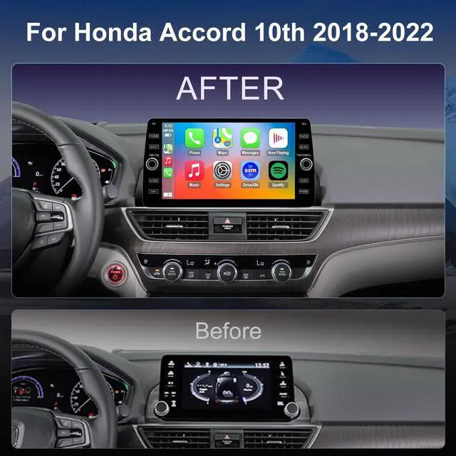 Alt view image 2 of 5 - 4G LTE QLED Radio for Honda Accord 10th Gen 2018-2022 Upgrade,8-Core CPU Touch Screen Stereo,Wireless CarPlay & Android Auto,Support OEM SWC and Camera