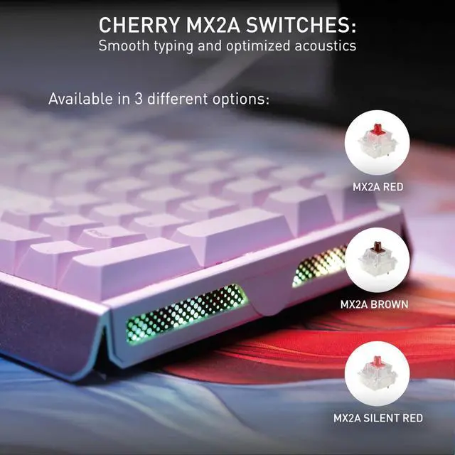 Alt view image 3 of 5 - CHERRY XTRFY MX 3.1, Wired Mechanical Gaming Keyboard, Durable Aluminum Housing, RGB Lighting, Integrated Damping Mechanisms, USB-A, MX2A Brown Switches, Pink