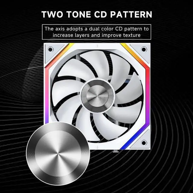 Alt view image 4 of 5 - Jungle Leopard Galaxy 120mm PC Case Fan, ARGB and PWM Cooling Fans PC, Axle Core Double Ring CD Pattern Module Computer Fans, Daisy-Chain 5V RGB Fan (White 3 Pack)