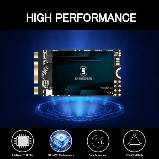 Alt view image 2 of 5 - S SHARKSPEED SSD 256GB M.2 2242 NGFF 42mm B+M Key SATA 3 Internal Solid State Drive for Desktop Laptop