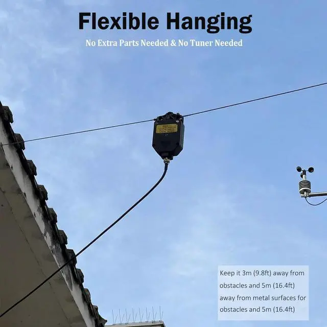 Alt view image 5 of 5 - JYR8010-150W End Fed Half Wave Antenna for Ham Radio 8 Band 10m 12m 15m 17m 20m 30m 40m 80m Long Wire Antenna, 1:64 Balun No Tuning Great for POTA/SOTA