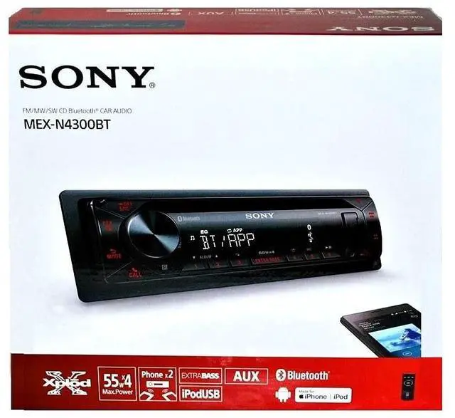 Main image of Sony MEX-N4300BT Built-in Dual Bluetooth Voice Command CD/MP3 AM/FM Radio Front USB AUX Pandora Spotify iHeartRadio iPod/iPhone Siri and Android Controls Car Stereo Receiver