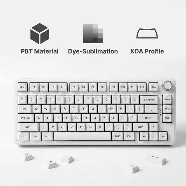 Alt view image 2 of 5 - Thyrnovyn 120 Keys PBT Dye Sublimation Keycaps, White Minimalist Milk Style Keycap Set, XDA Profile Custom Keycaps for Mechanical Keyboard 60% 65% 75% 100% Cherry MX Switches
