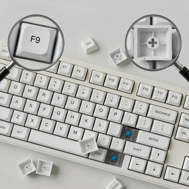 Alt view image 5 of 5 - Thyrnovyn 120 Keys PBT Dye Sublimation Keycaps, White Minimalist Milk Style Keycap Set, XDA Profile Custom Keycaps for Mechanical Keyboard 60% 65% 75% 100% Cherry MX Switches