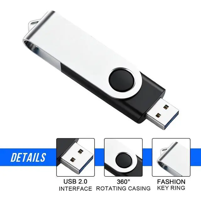 Alt view image 5 of 5 - 5 Pack 128GB USB Flash Drive with Type C Adapter and Storage Box USB 2.0 High Speed Metal Pen Drive 360 Rotatable Storage Memory Stick for Phone/Pad/PC/Laptop/Android - Black(5-Pack 128GB)
