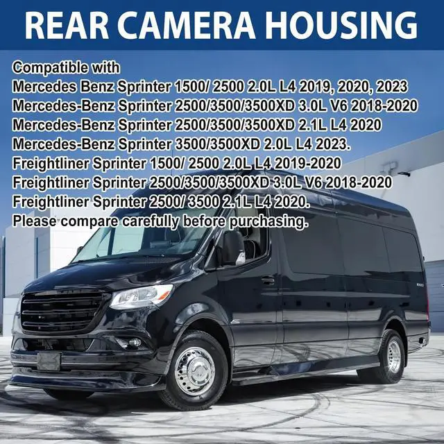 Alt view image 2 of 5 - A907820120 Rear Camera Housing - Compatible with Mercedes-Benz Freightliner Sprinter 1500 2500 3500 2018-2020, Replaces 90782049009051, 90782040019051, A90782040019051, A9078204900Frosted Texture