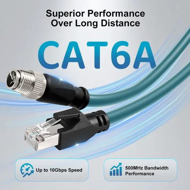 Alt view image 2 of 5 - Alvin's Cables M12 X-Code 8 Pin Male to RJ45 Ethernet Cable for Cognex Keyence Camera, High-Flex Cat6a Cable for Industrial Automation, Fieldbus Module, Robotics,30M/98.4ft Green