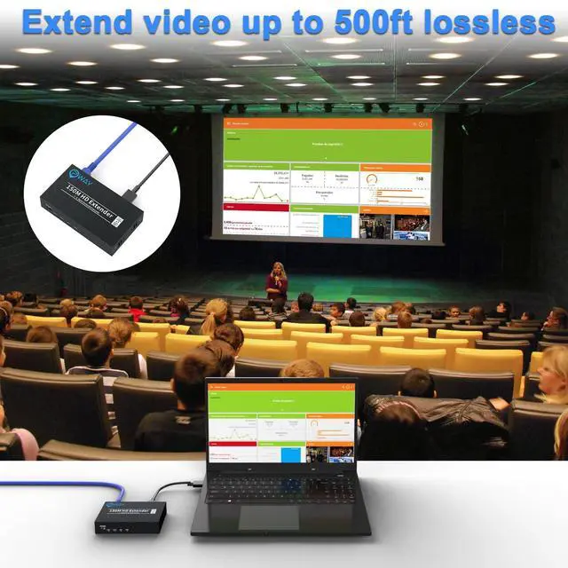 Alt view image 2 of 5 - PWAY 500ft HDMI Extender, Cascade Splitter Mirror Multiple Videos, Remotely 1080P HDMI Over Ethernet Cat5e Cat6, Support Loopout, Daisy Chain, PW-DT267