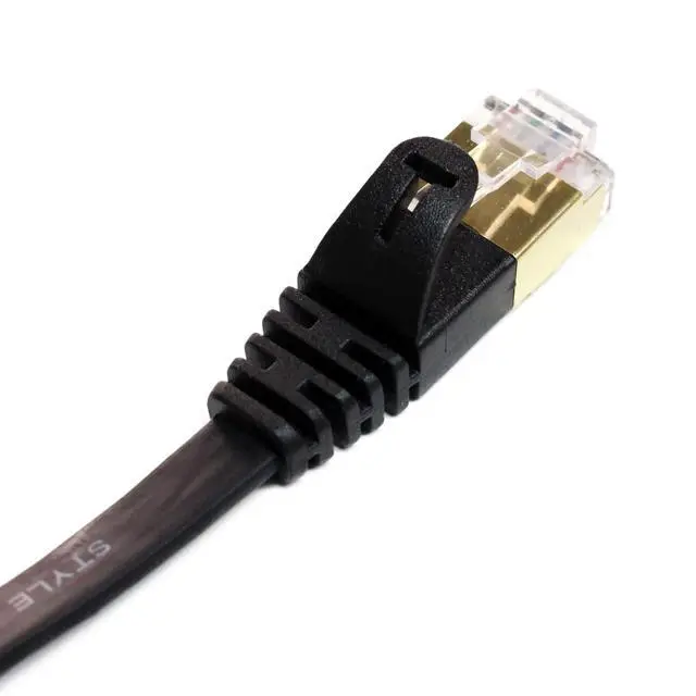 Alt view image 4 of 5 - Tera Grand - 75FT - CAT7 10 Gigabit Ethernet Ultra Flat Patch Cable for Modem Router LAN Network, Gold Plated Shielded RJ45 Connectors, Faster Than CAT6a CAT6 CAT5e, Black