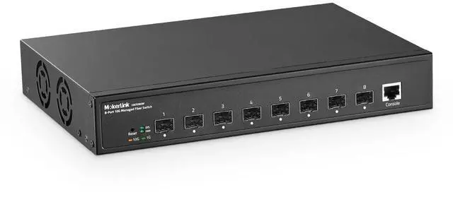 Main image of MokerLink 8 Port 10G SFP+ Managed Fiber Switch, 1G/10G SFP Slot, L3 Web/CLI Managed, 160Gbps Bandwidth Desktop^^Rackmount Network Switch