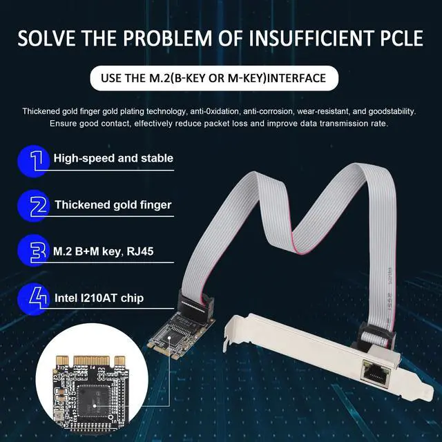 Alt view image 5 of 5 - M.2 B+M Key Gigabit Ethernet Network Card, Intel I210 Chip 10/100/1000Mbps RJ45 LAN Adapter, 2242 Size Low-Profile NIC for Industrial PC, NUC, Mini PC, Embedded System, Support DPDK PXE VLAN