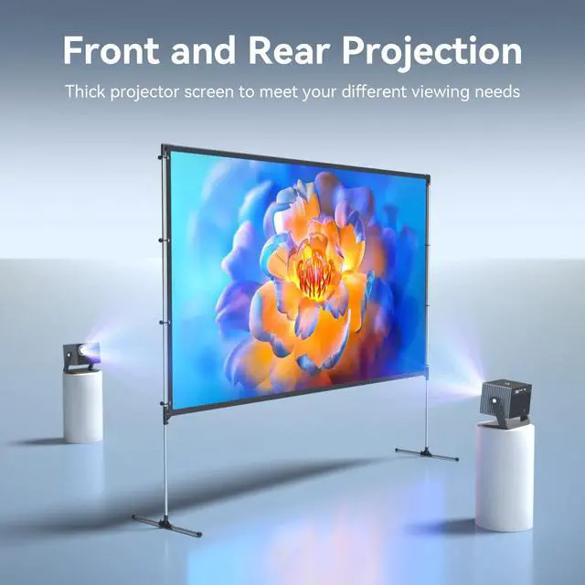 Alt view image 2 of 5 - BladeCine 120-Inch Projector Screen with Stand, Portable 16:9 4K HD Wrinkle-Free Movie Screen, Lightweight Indoor Outdoor Projection Screen with Carry Bag for Backyard Movie Night