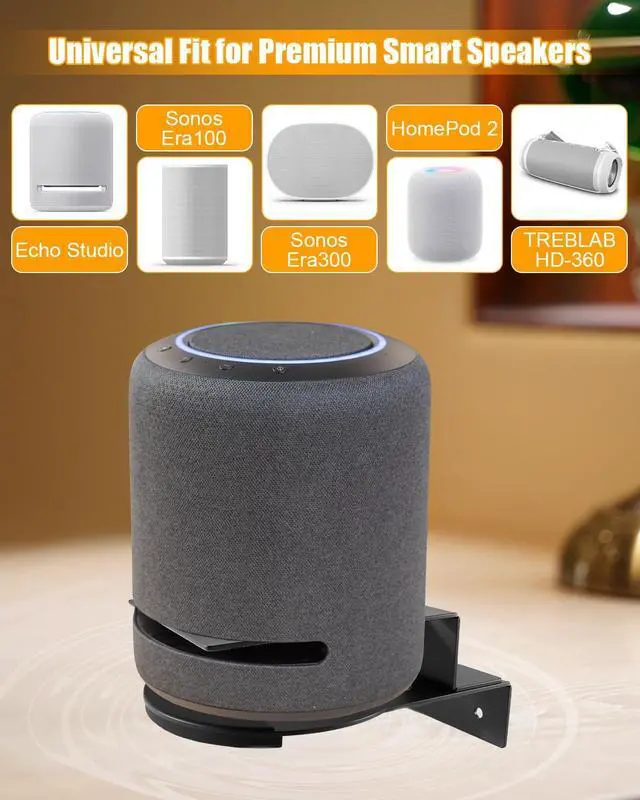 Alt view image 2 of 5 - Wall Mount Stand Compatible with Echo Studio Speaker, Sonos Era100 Era300 HomePod 2 TREBLAB HD-360, Heavy-Duty Metal Speaker Holder with Dual Installation Modes, Space-Saving & Sound Optimized Design
