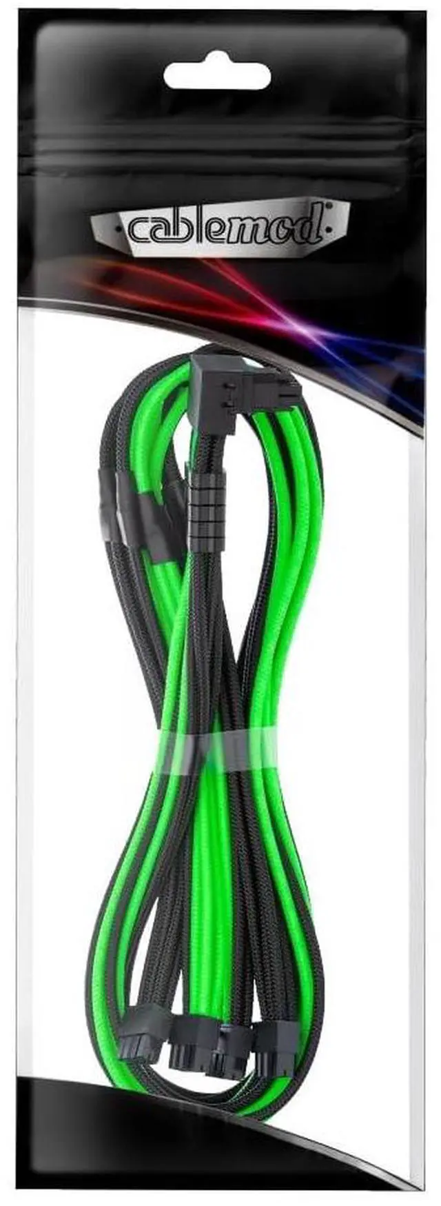 Alt view image 4 of 4 - CableMod C-Series Pro ModMesh Sleeved 12V-2x6 12VHPWR 90 StealthSense PCIe Cable for Corsair Type 5 RMX Shift - Variant B (Black + Light Green, 90 16-pin to Quad 8-pin, 65cm)
