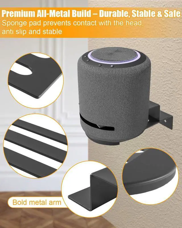 Alt view image 5 of 5 - Wall Mount Stand Compatible with Echo Studio Speaker, Sonos Era100 Era300 HomePod 2 TREBLAB HD-360, Heavy-Duty Metal Speaker Holder with Dual Installation Modes, Space-Saving & Sound Optimized Design