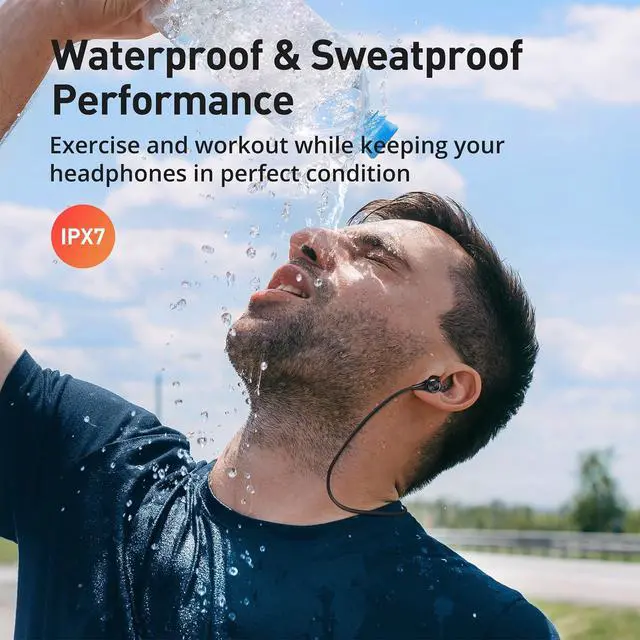 Alt view image 4 of 5 - Hsoipn Wireless Headphones, Bluetooth 5.2 Stereo aptX Wireless Earbuds Bass Bluetooth Earbuds Bulit-in Mic with 16H Playtime, Magnetic, IPX7 Waterproof Perfect for Sport, Gym, Normal, Da