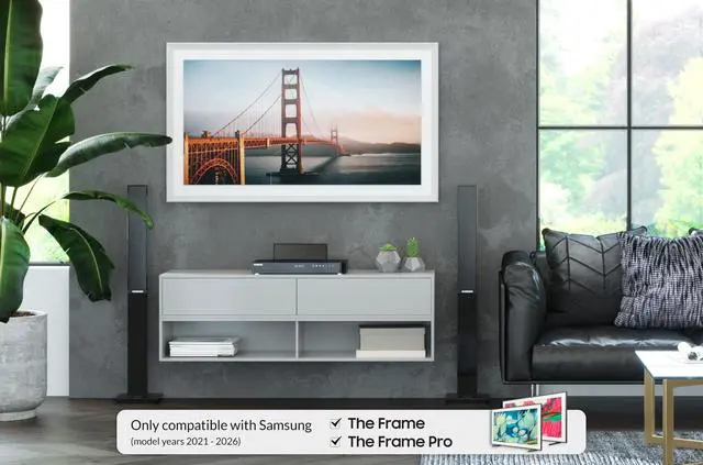 Alt view image 2 of 5 - Pure White Prismatic 32" Alloy Deco TV Frame - Compatible ONLY with Samsung The Frame TVs (Fits 2021-2026, LS03A, LS03B, LS03C, LS03D, LS03FA)