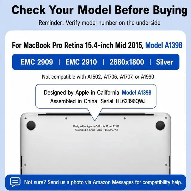 Alt view image 2 of 5 - A1398 Screen Replacement for 15.4 inches MacBook Pro Retina Late 2013 Mid 2014 Year 2880x1800 LCD Full Assembly for EMC 2674 2745 2876 2881 Silver