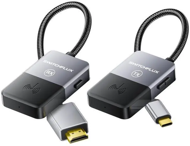 Main image of SWITCHFLUX Wireless HDMI Transmitter and Receiver, 4K Plug & Play Portable 2.4G/5G Upgrade USB C Wireless HDMI Extender Kit for Streaming Video and Audio to HDTV/Monitor from Martphone/T